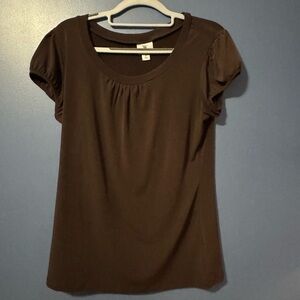 Worthington Brown Fitted Cap Sleeve Blouse